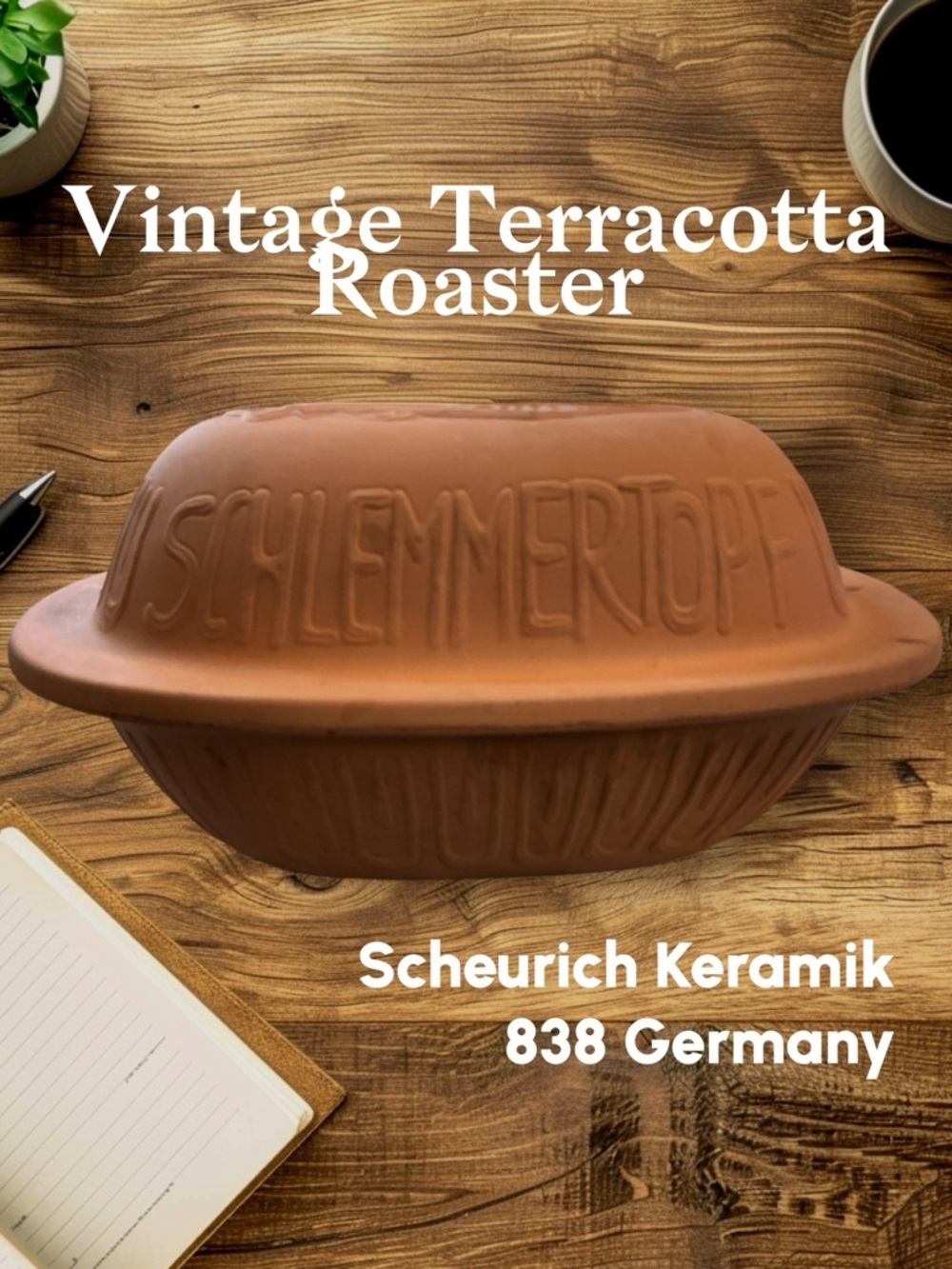 🌼VTG SCHEURICH KERAMIK “838” GERMANY TERRACOTTA BAKE,ROASTER